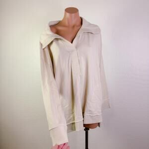 Westbound Cotton Knit Collared Long Sleeve Henley Pullover Sweatshirt Tan Sz 2X
